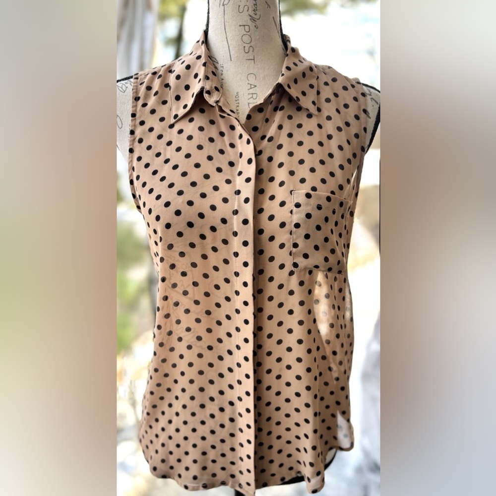 Semi-Sheer Sleeveless Polkadot Blouse 
Medium
Like New
